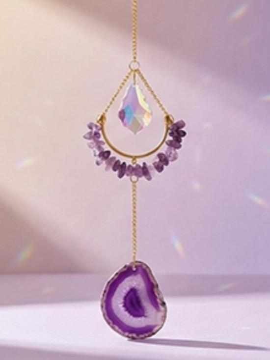 Hand Crafted Other - 🆕New Amethyst Purple Agate Sun Catcher & Wind Chime